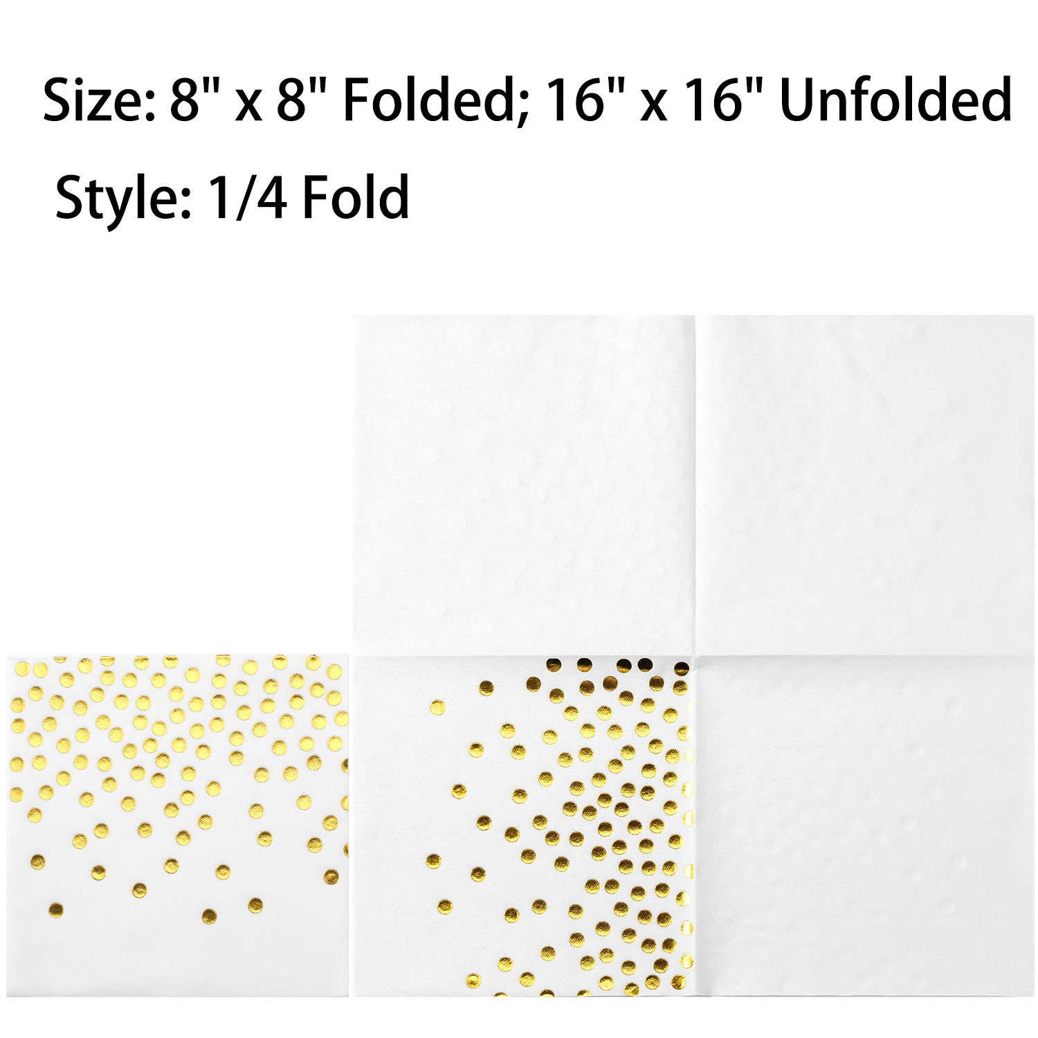 Lekoch Air-laid Disposables Paper White with Gold Dots Napkins 50PCS