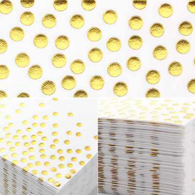 Lekoch Air-laid Disposables Paper White with Gold Dots Napkins 50PCS