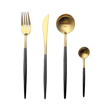 LEKOCH 4 PCS 18/10 Stainless Steel Flatware Set Portugal Classical GOLD&BLACK