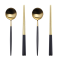 2set Black and gold spoon with chopstick