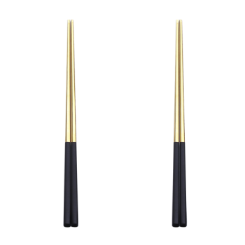 5pair gold with black chopsticks set Korean Household Metal square chopsticks Food grade top Chinese tableware Flatware