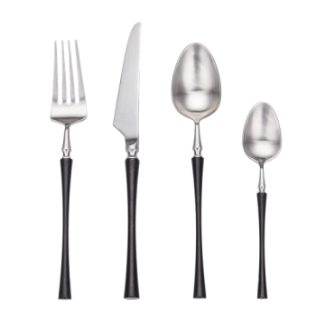 4pcs Azure Dragon Silver with black  Cutlery Set