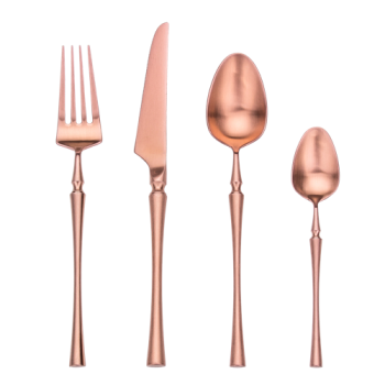 4pcs Azure Dragon Rose Gold Cutlery Set