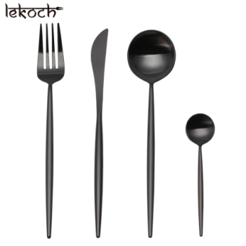 LEKOCH 4 PCS 18/10 Stainless-steel Flatware Set Portugal Classical BLACK