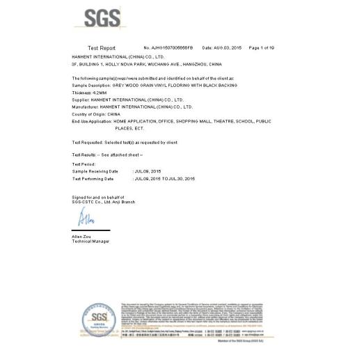 Informe de la prueba Hanflor SGS (norma europea)