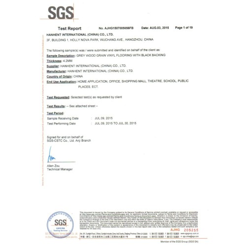 Relatório de ensaio Hanflor SGS (padrão europeu)