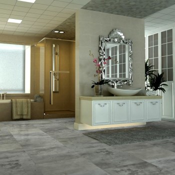 Hanflor Grey Vinyl Tiles 12''x24'' 4.0mm Stone Look Click Lock Bathroom Kitchen 100 Waterproof HTS 8008