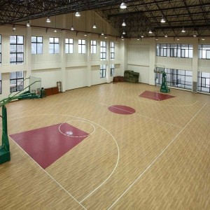 Hanflor 4.5mm Top Quality Wood Look PVC Flooring Vinyl Sheet Roll For Basketball Court