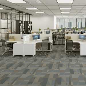 Hanflor Carpet Look LVT Vinyl Tile Drop Down Vinyl Plank Flooring Easy Maintainance Qucik Installation 12''x36'' 5.0mm HTS 8050