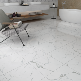 Hanflor White Marble LVT Luxury Vinyl Tile SPC Click Flooring Waterproof Stone Surface 12