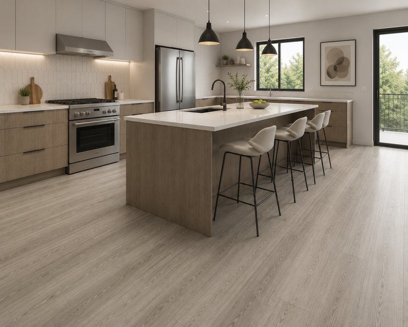 Kitchen area with waterproof EIR SPC flooring