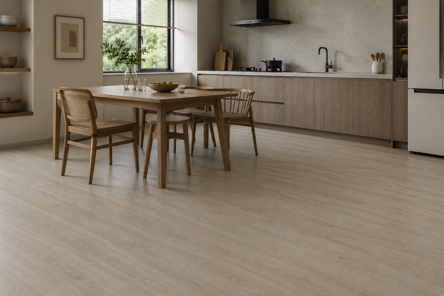 Spacious livin room with premium wood-look flooring