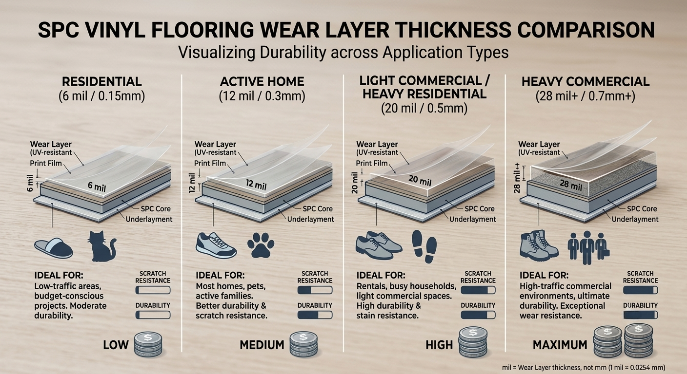 SPC vinyl flooring wear layer thickness comparison