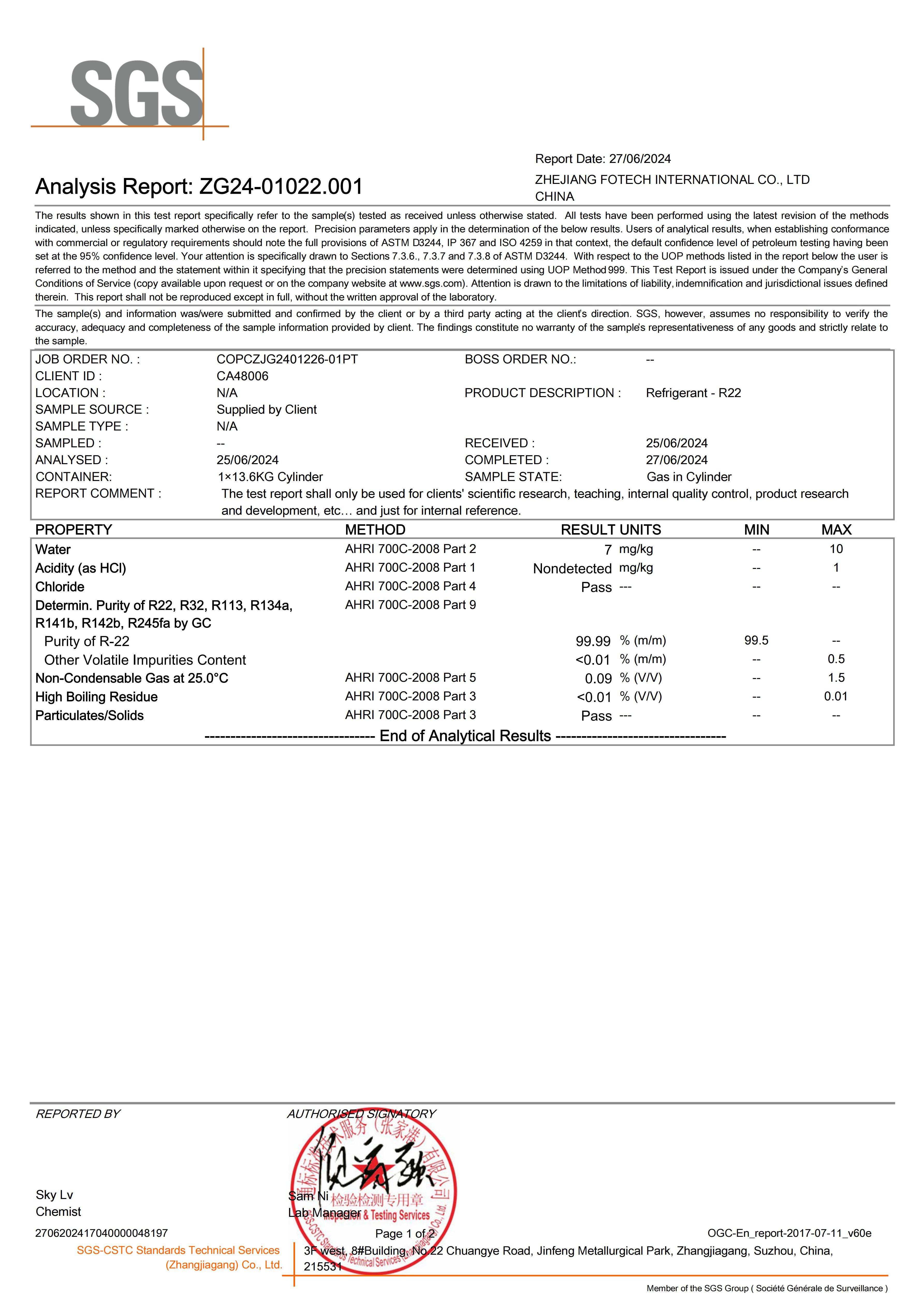 SGS REPORT