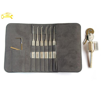 Stainless steel locksmith tools lock picks set with practice cutaways view of practice lock professional locksmith supplies for begineer