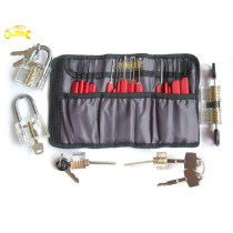 transparent cutaway practice lock set with red stainless steel locksmith tools lock picks tools hot sale