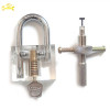 Transparent Inner Visual Lock Key + Silver Cross Tool for beginner practice Locksmith Lockpick Skill Training