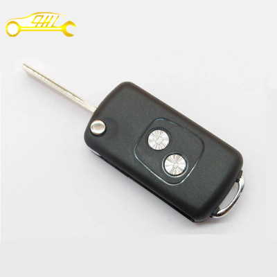 Factory Sale Peugeot 407 2 Buttons Flip  Remote Key Shell with Groove Blade