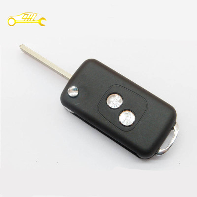 Factory sale Peugeot 307 2 buttons flip remote key shell without groove blade