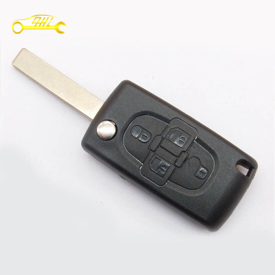 Factory sale Peugeot 407 4 button flip key shell no battery place CE0523
