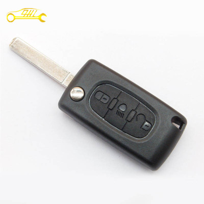 Factory sale Peugeot 307 3 button remote key shell with light button