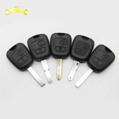 Factory sale 5 pcs Peugeot 206 2 buttons remote key shells with different key blades set