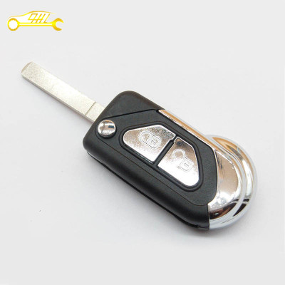 Factory sale Peugeot  2 button modified flip remote key shell with battery place with groove blade