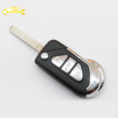 Factory sale Peugeot  3 button modified flip remote key shell with battery place with groove blade