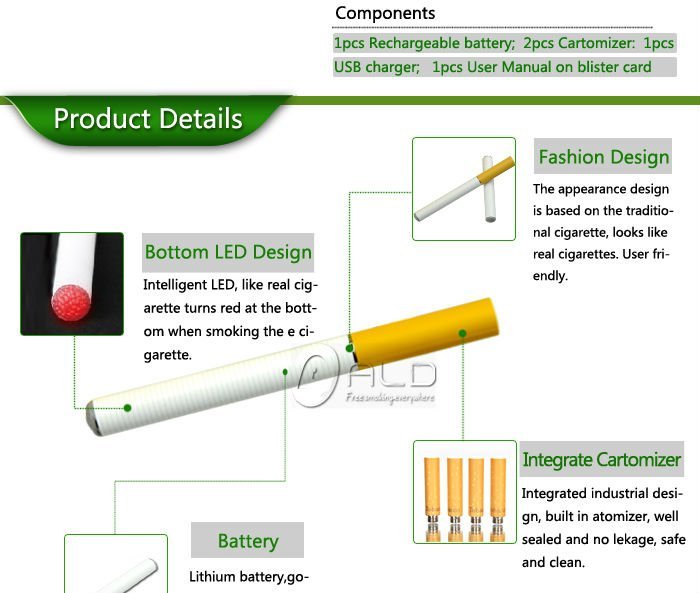 Help Quit Smoking china rechargeable electric cigarette with USB charger