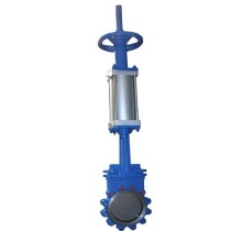 Hand and pneumatic dual operation knife gate valve