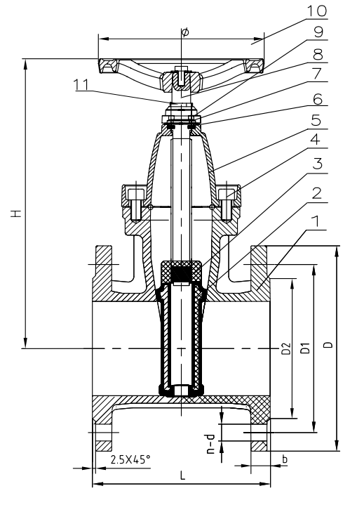 DIN3352 F4 resilient seated non rising stem iron gate valve 