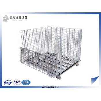 Folded storage pallet wire rolling storage cage