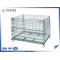 Collapsible metal steel wire mesh pallet cage with wooden pallet
