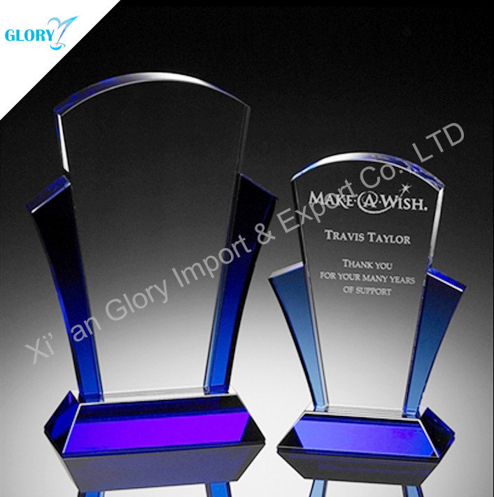 blue crystal plaque award