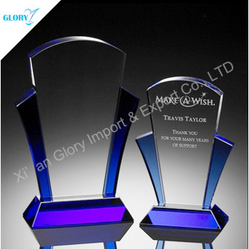 Custom Blue Crystal Plaque Trophy