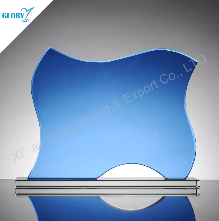 Blue Glass Plaque Supplier For Award