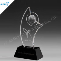 Golf Trophy Glass With Black Crystal Base