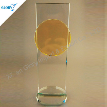 Yellow Engraved Crystal Glass For Award