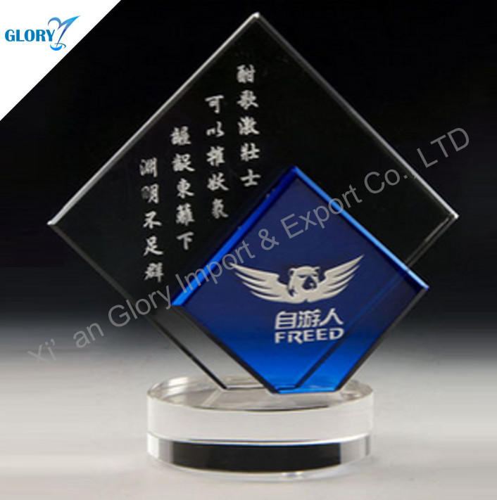 Crystal Engraved Trophy Plaques For Corporate Awards