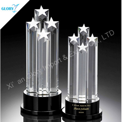 Noble Shiny Crystal Star Trophies With Black Base