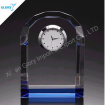 Wholesale Engraved Crystal Clock with Colorful Base