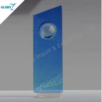 Custom Globe Theme Blue Crystal Plaque