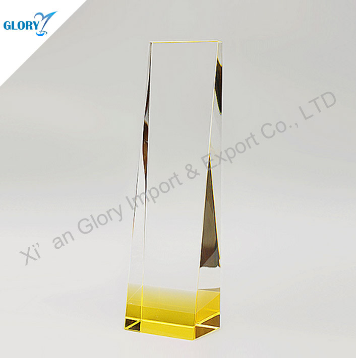 Colorful Yellow Base Crystal Plaque Award