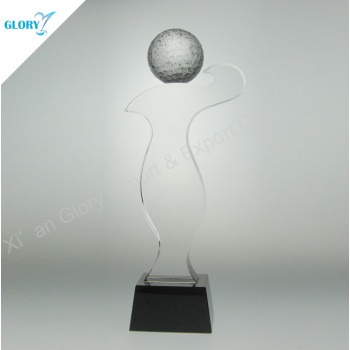 Custom Clear Crystal Golf Trophies