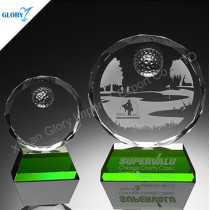 Custom Green Base Crystal Award Trophies For Golf