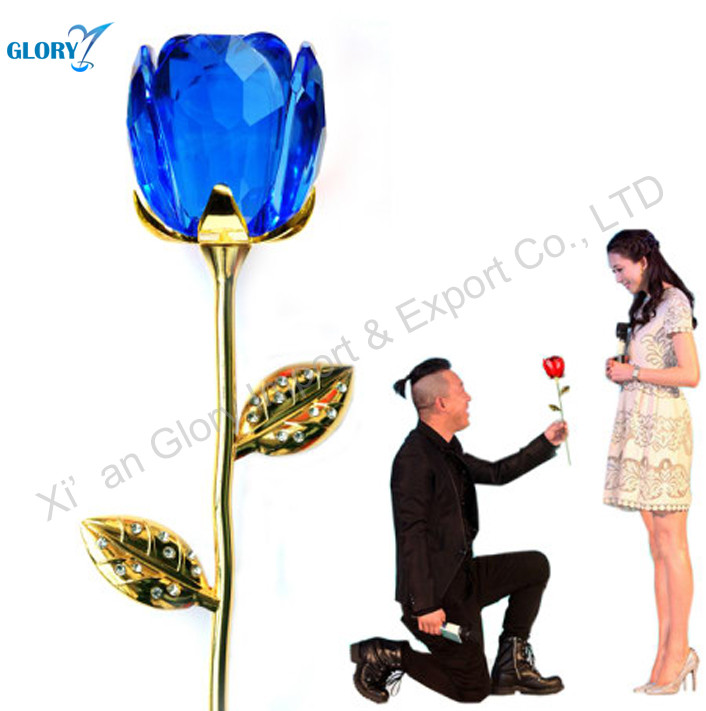 Wholesale Quality Blue Crystal Rose For Wedding
