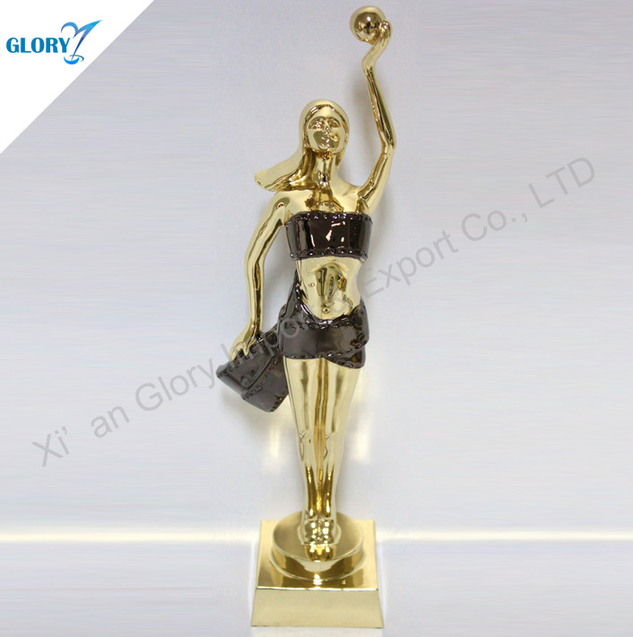 Quality Golden Award Trophy For Woman 
