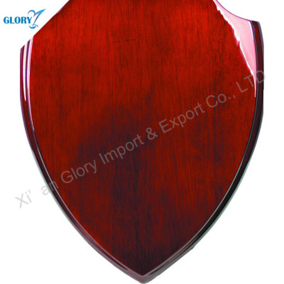 Custom Quality Red solid Wood Shield Plaque