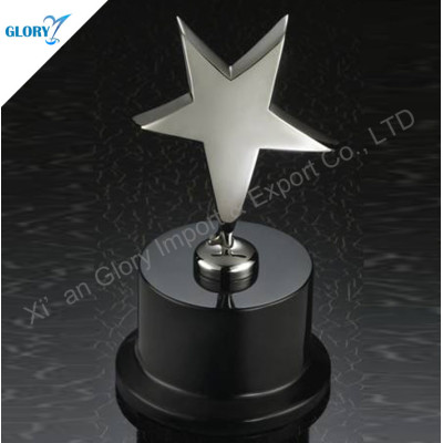 Custom Silver Star Trophy With Wooden Base