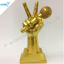 Custom Golden Music Trophies With Microphone
